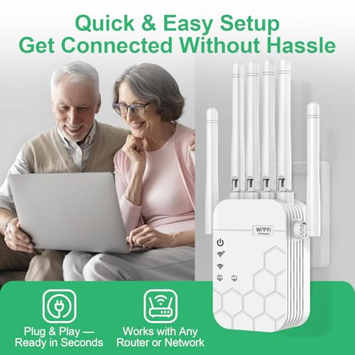 WiFi Extender Signal Booster for Home, 6 Antennas Internet Range Extender Covers 12,880 Sq.ft, Supports 105 Devices, Dual Band 2.4G/5G, WiFi Repeater with Ethernet Port, Compatible with All Routers - Image 8