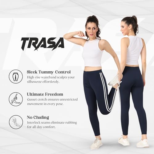 Image of TRASA Women's and Girls Skinny Fit Gym High Waist, Workout Trackpants 4 Way Stretch Yoga Pants, Available Sizes:- S,M,L,XL,2XL,3XL