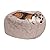 Furhaven Pet Dog Bed - Round Plush Faux Fur Refillable Ball Nest Cushion Pet Bed with Removable Cover for Dogs and Cats, Shell (Pink Tan), Large