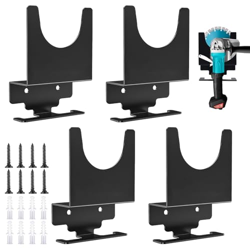 WANDGU Lot de 4 supports de meuleuse d'angle avec organiseur - Support mural pour rangement des outils, accessoires multifonctions, garage, atelier
