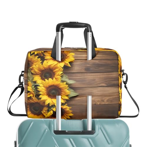 Maletín de madera con diseño de girasol para laptop 15.6" miniatura 7