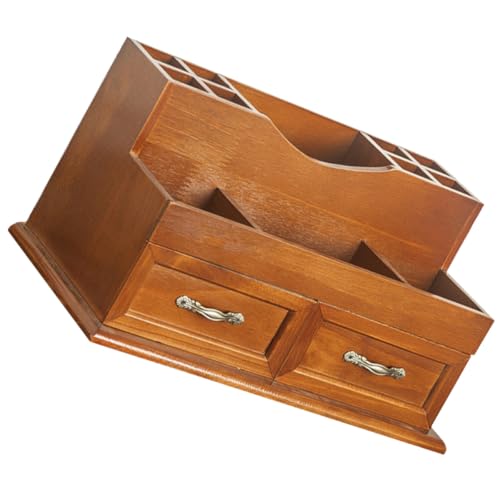 SUPVOX Organizador de Maquillaje Madera Vintage Cajones Múltiples, Estante de Almacenamiento de Escritorio de Madera Maciza, Soporte para Joyas y Cosméticos, Diseño de Varias Capas,
