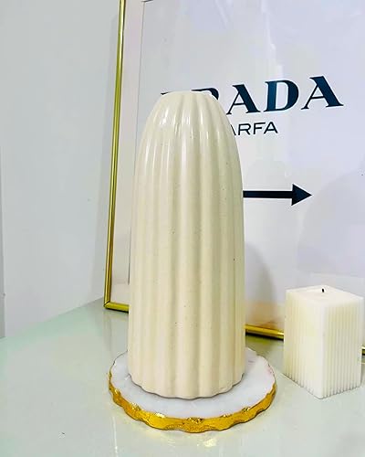 Image of Decorative Ceramic FlowerVase, BottleVases, Pampas GrassVase, Centerpiece for Home Decor, Festival Decoration Gift Items, Showpieces (Small Ripped, Height - 8 Inches)
