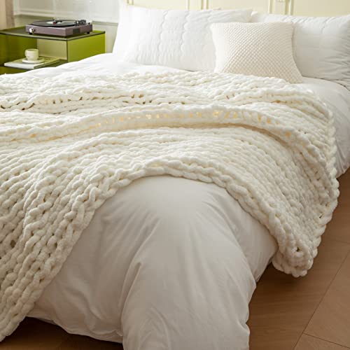 Weshiongoo Chunky Knit Throw Blanket Knitted Throw Blankets For Couch Bed Fluffy Soft Blanket With Jumbo Chenille Yarn Thick 100% Handmade thumb #6