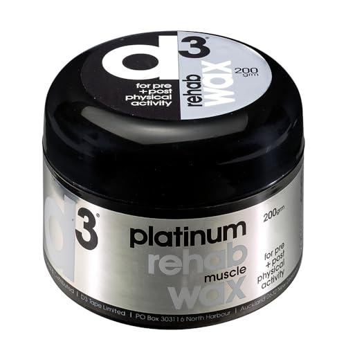 d3 Platinum Rehab Sports Massage Wax 1 x 200g - Pre & Post Sport Muscle Balm | Physio Joint & Muscular Pain Relief | Beeswax Ginger Root Black Pepper Seed