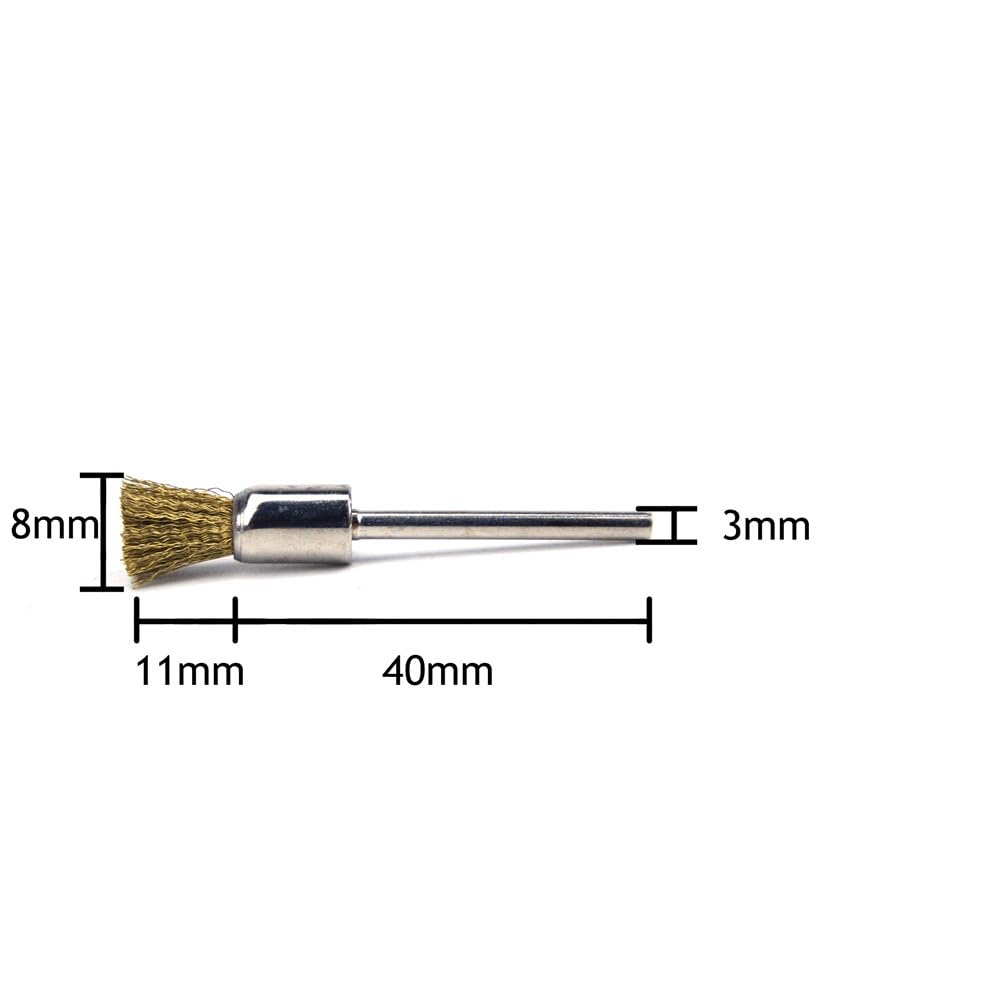 10 szt. 3 mm szczotka druciana mosiężna 5 mm 8 mm średnica szczotka polerska do wiertarki metalowej usuwanie rdzy narzędzia obrotowe, 8 mm trzonek, 10 szt., 1
