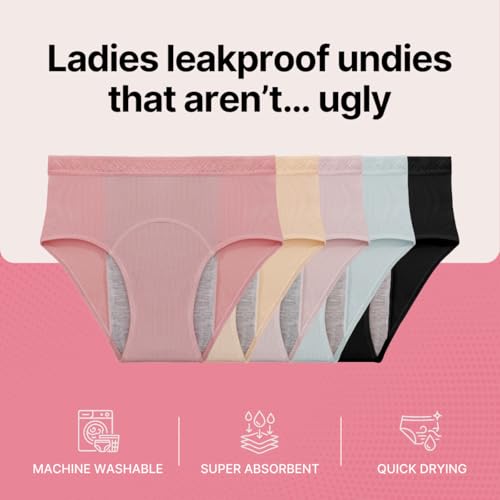 Washable & Reusable Incontinence Underwear for Women Over 60 - Leakproof, Discreet, Absorbent, Machine-Washable Panties (Hipster, XXL, Pack of 5)4