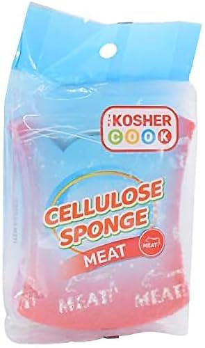 Image of The Kosher Cook Meat Red Dishwashing Sponges, Multifunctional Absorbent Cleaning Cellulose Scrub and Scouring Pad, Durable and Soft, Color Coded Home and Kitchen Accessories
