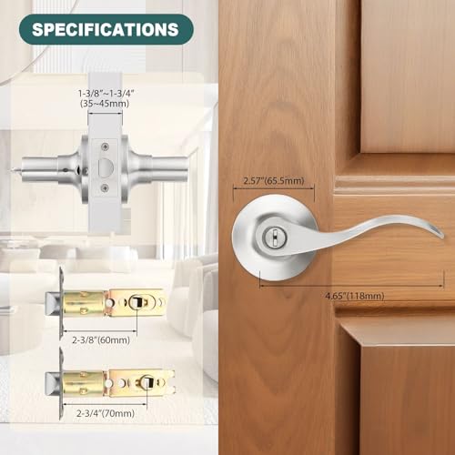 GOBEKOR 10 Pack Brushed Nickel Door Handles Interior Door Knobs with Lock Privacy Door Handle Bedroom Bathroom Door Locks Silver Door Levers Reversible Door Handle Lock by GOBEKOR - Image 7