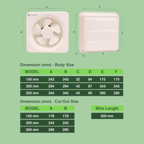 Image of SINGER Fresho N 200mm Energy Efficient Exhaust fan for Kitchen, Bathroom | Turbo Spin 1300 RPM, High Suction With Low Noise | High Speed, Powerful Motor, 100% Copper, 2 Yrs Warranty【White】