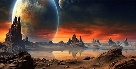 48X24IN Cosmic Aquarium Background, Cool Parallel Space Themed Fish Tank Background, Tropical Desert Terrarium Background with 8 EVA Double-Sided Tape