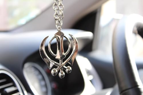 S,S Store Silver Colour Khanda For Car Rear Mirror(Car Hanging)