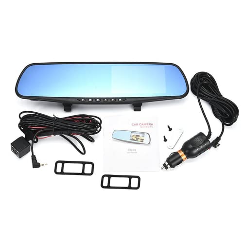 Caméras de Tableau de Bord pour Voitures Avant et arrière, Double Objectif HD 1080P 4. 3 en Voiture DVR rétroviseur caméra Dash Cam enregistreur vidéo détection de Mouvement Enregistrement en Boucle