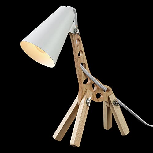Image of GLOBE Electric 52210 Gigi Giraffe 11 inch Wooden Novelty Lamp, White Shade, in-Line On /Off Rocker Switch
