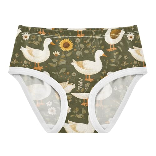 Wusikd White Ducks Girls' Underwear Cotton Sunflowers Green Girls Briefs Soft Toddler Underwear 2T