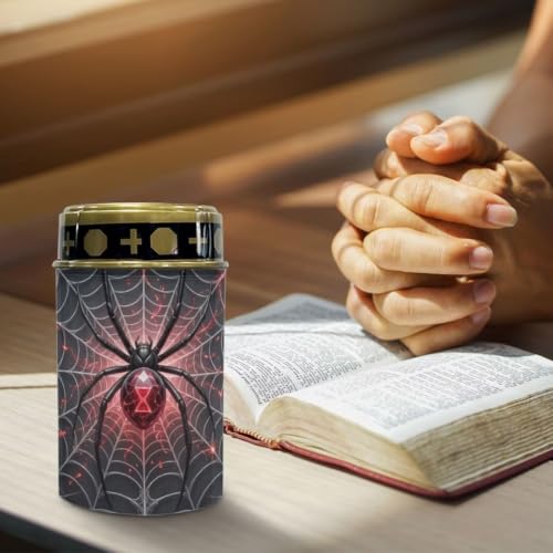 Image of Halloween Gothic Spider Cemetery Solar Lights Flameless Candles | Outdoor Waterproof Solar Powered Grave Lights, LED Flameless Candle for Prayer Grave Solar Lights for Cemetery Decor