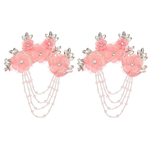 Aplicaciones de flores con rhinestone rosa para transformar y decorar trajes de fiesta de boda 2