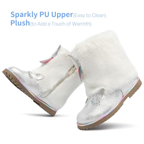 Girls Winter Boots Glitter Side Zipper Warm Outdoor Non-Slip Shoes for Toddler/Little Kids3