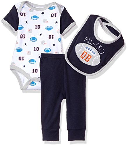 BON BEBE Baby Boys'' 3 Piece Set with Shortsleeve Bodysuit Bib and Turn-Me-Round Pant