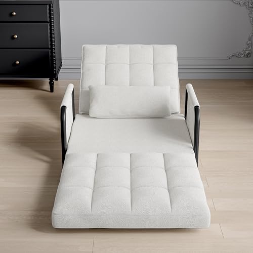 LIVLUX Sofá cama convertible 90/180 x 200 cm (blanco 1)