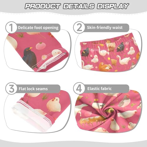 KLL Farm Animals Pattern Watercolor Toddler Girls' Cotton Leggings Casual High Waisted Pants Gym3