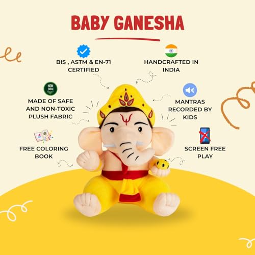 Image of Baby Krishna Mantra Chanting Interactive Musical Soft Stuffed Plush Toy Non-Toxic Safe Best Birthday Gift for Newborn Kids Boys Girls 28 cm