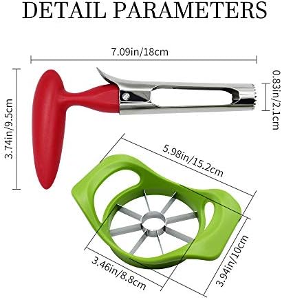 Apple Slicer & Corer Set  Divider, Apple Corer Remover, with 1 pcs Stainless Steel Apple Peeler and 1 pcs Non-Slip Handle Divider, Durable Fruit Corers for Kitchen, Home, and Dishwasher