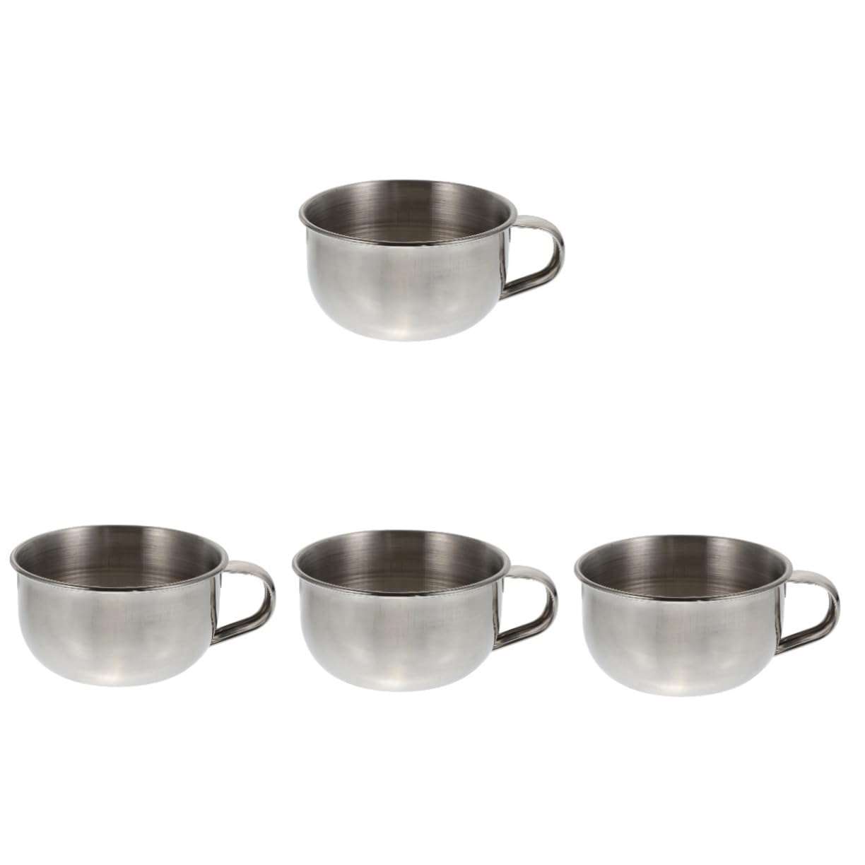 FOMIYES 4piezas Tazón De Afeitar De Acero Inoxidable Mango Cuenco Para Jabón De Afeitar Para Hombres y Diseño Simple y Práctico