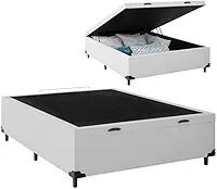 Cama Box Baú Casal Sintético Corino Blindado (Branco)