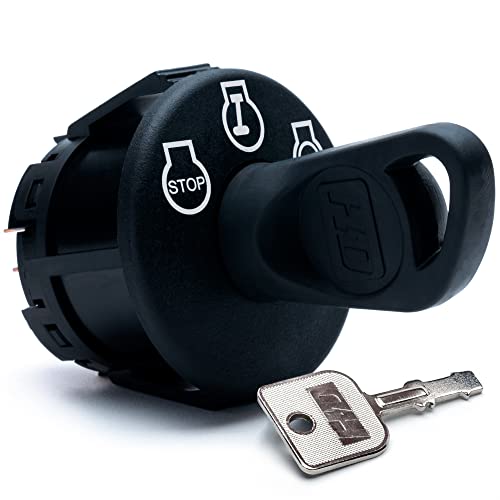 HD Switch Starter Ignition Key Switch & Protective Umbrella Key AM132808 AM122881 GY00191 fits John Deere LT133 LT155 LT166 LT190 LTR155 LTR165 SST SST15 SST16 SST18 Scotts Sabre Lawn Mower Tractors