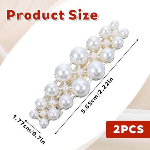 2 Pzs Pinzas Para El Pelo Con Perlas Blancas miniatura 2