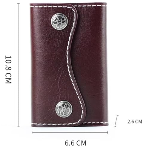 Retro Men's Home Hook Leather Key Storage Bag Card Holder Coin Purse Key Case，A-10.8 * 6.6cm(1)2