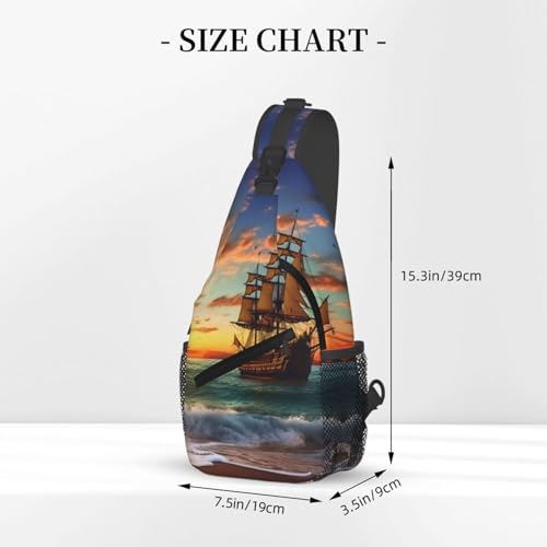 Mochila bandolera pirata negra para exteriores miniatura 2