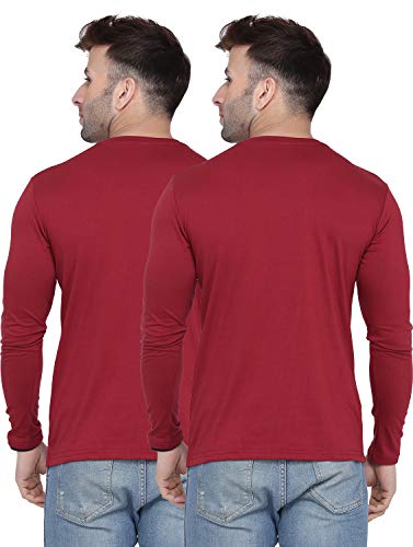 Image of Self Design Men Full Sleeve Round Neck Multicolor T-Shirt (Pack of 2)