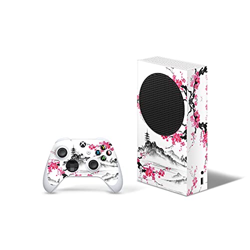 X1 Series S Skin by ZOOMHITSKINS, Same Decal Quality for Cars, Temple Anime Japan Sakura White Pink, High Quality, Durable, Bubble-free, Goo-free, 2 Controller Skins 1 Console Skin, Made in the USA
