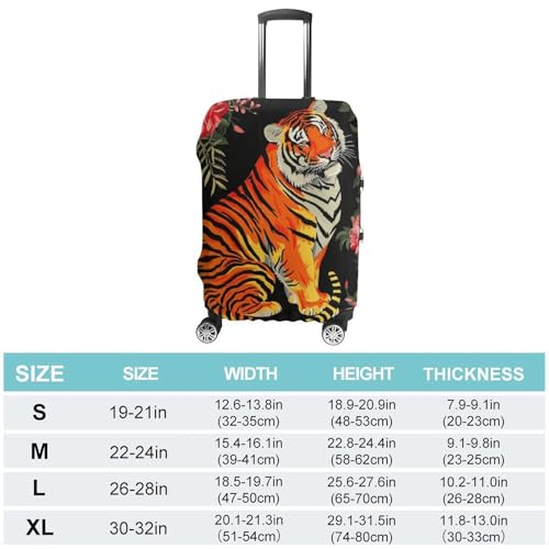Tiger Floral Travel Suitcase Protector Luggage Cover Protective Washable Anti-scratch Baggage Cover2