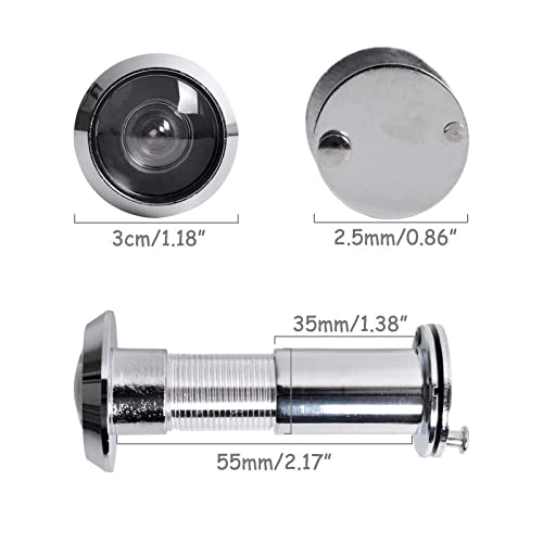 Door Viewer Peephole, Solid Brass 220-Degree Door Viewer With Heavy Duty Rotating Privacy Cover For 1-3/8" To 2-1/6" Doors For Home Office Hotel (Polished Chrome) #TOP1