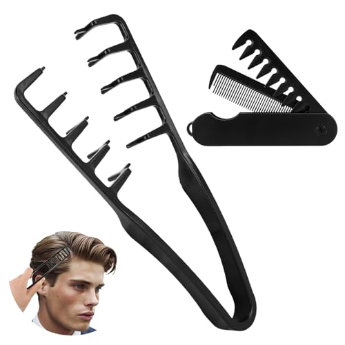2Pcs Texture Comb for Men Texturising Nowavibe Magic Combs Hair Textured Mens Styling Comb Boys Wave Texturing Volume Curling Quad Miracle Combs Messy Volume/Volumising Wide Tooth for Men