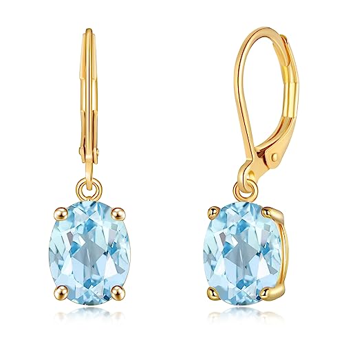 CiNily Cut-Oval Leverback Dangle Earrings for Women Hypoallergenic 14k White/Gold Plated Cubic Zircon Hanging Lever Earrings Lightweight Summer Drop Earrings Wedding Birthday Gifts Jewelry