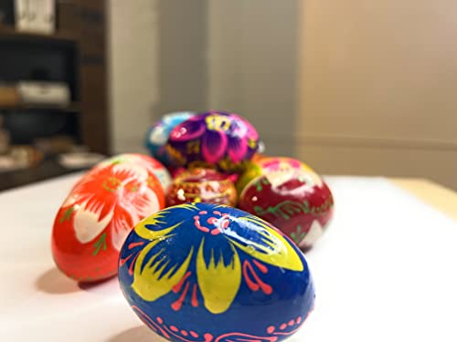 Ukrainisches Kunsthandwerk® Handbemalte Holzeier aus der Ukraine. 12 Eier Aufhänger und Bändchen. Hergestellt in der Ukraine. *Blumen u. Ornamente*