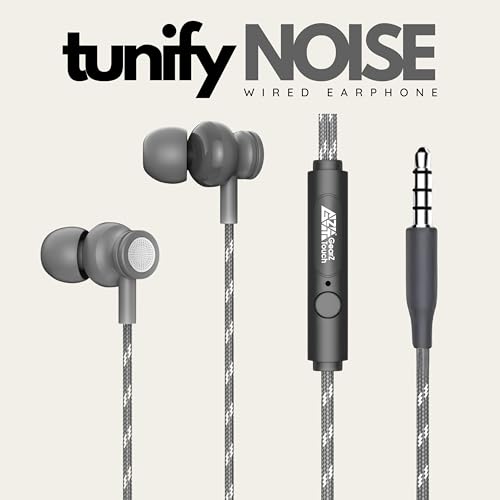 Image of N'OISE 3.5mm Wired Earphone with Powerful HD Mic for Clear Sound, in-Line Volume Controller & Noise Cancellation Compatible with only 3.5mm Jacks in Mobiles- Grey