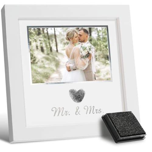 SEEBERY Heart Thumbprint Wedding Picture Frame with Ink Kit, Engagement Gifts for Couples...