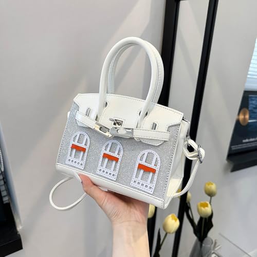 Mini Square Tote Crossbody Bag for Women, Vegan Leather Structured Handbag with Adjustable, Chic Small Classic House Satchel2