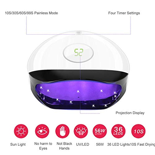 Nageltrockner für Nageldesign, Gelnagellack Maniküre Lichthärtungsgerät, 56 W Tragbare LED/UV Lampe für Gel Nagellack… – Bild 8