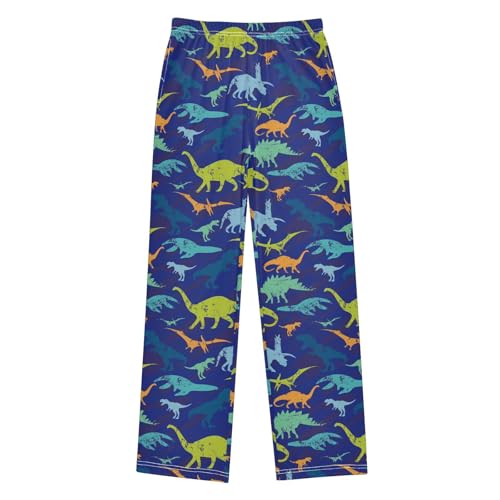 ZZXXB Retro Dinosaur Camouflage Print Boys Long Pants Soft Trousers Elastic Waist Kids Lounge Bottoms with Pockets S-XL