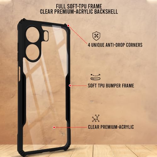 Image of Jkobi Hybrid Back Cover Case for Redmi 13C 4G (Shockproof with Polycarbonate Clear Panel | Professional Black)
