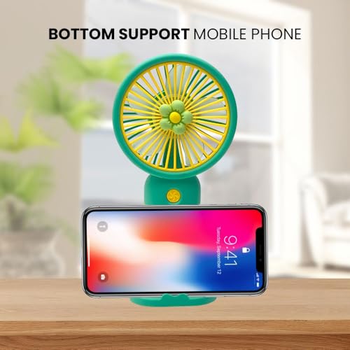 Image of Felinar Portable Mini Hand Fan Rechargeable Mini Hand Fan | Portable Handheld, Desk Fan | USB Powered, Quiet & Personal Cooling Fan for Men & Women (Green)