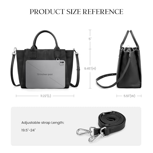 Image of befen Genuine Leather Satchel Purses for Women, Triple Pocket Designer Medium Top-handle Crossbody tote Shoulder Handbag