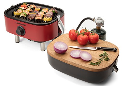Image of Cuisinart CGG-750 Portable, Venture Gas Grill, Red & CGS-134BL Grilling Tool Set with Grill Glove, Black (3-Piece)