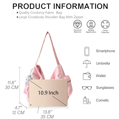 Image of KAMEILONG Star Crossbody Bag Women Corduroy Tote Bag Aesthetic Messenger Bag Cute Shoulder Bag Y2K Hobo Bag